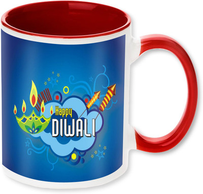

Heyworlds happy diwali gifts 50 Ceramic Mug(325 ml), Multicolor