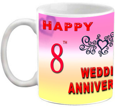 

EFW Happy 8th Wedding Anniversary 325 Ml Photo Personalized Ceramic Mug(325 ml), White
