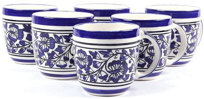 

VarEesha Floral Print Ceramic(Blue, Pack of 6)