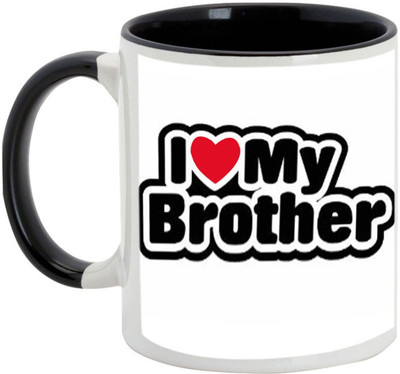 

AllUPrints Gift For Bahiya Dooj/ Sister - Cool Text I Love My Brother Black Ceramic Mug(325 ml)