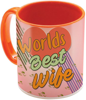 

SKY TRENDS Valentine Gift for Girlfriend Love Printed I Love U Forever Perfect for Her Him Wife Fiance Anniversary And Birthday STGD100 Ceramic Mug(325 ml), Orange