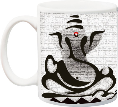 

ME&YOU Happy Diwali 3D Ganesh Printed Ceramic Mug(325 ml), Multicolor