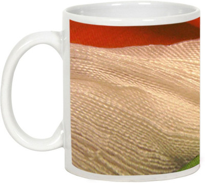 

AllUPrints Independence Day Gift - Tricolors Of The Tiranga Ceramic Mug(325 ml), White