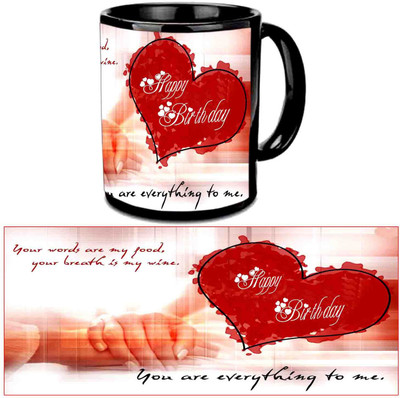 

Raj Laxmi Beautiful Love Design Happy B'day Black Ceramic Mug(3.5 ml)