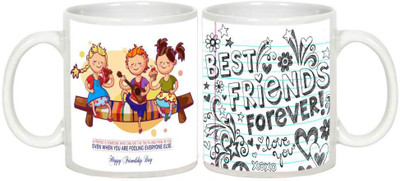 

AllUPrints Friendship Day Gifts - Gift For Friend (Design 17) Ceramic Mug(325 ml, Pack of 2), White