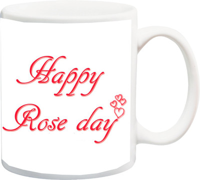 

ME&YOU Gift for Husband/Wife/Boyfriend/Girlfriend/lover; Happy Rose Day Red Roses Printed Ceramic Mug(325 ml), Multicolor