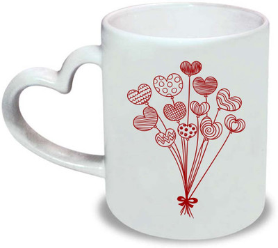 

HuppmeGift Live Laugh Heart Handle Ceramic Mug(350 ml), White