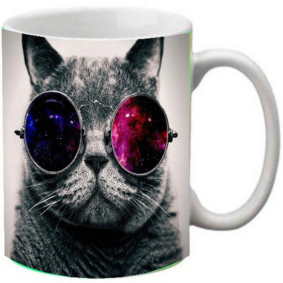 Maison N Mode Smart Cat Coffee Ceramic Mug(330 ml), Multicolor