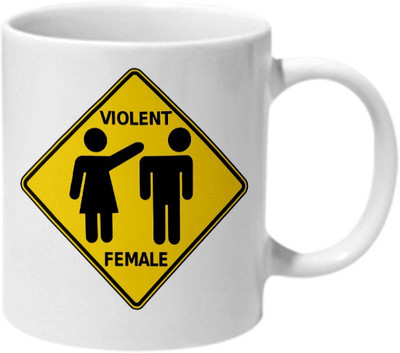 

Mooch Wale Violent Female Ceramic Mug(325 ml), Multicolor