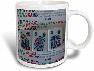 

3dRose Flowers for Mah Jongg Ceramic, 11 oz, White Ceramic Mug(60 ml), Multicolor