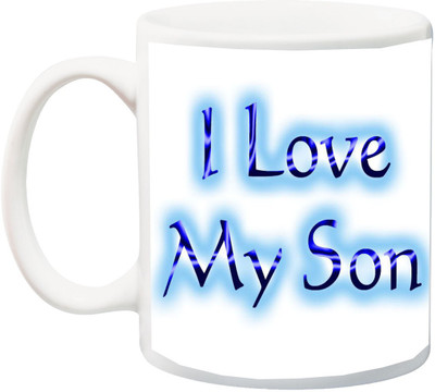 

ME&YOU Special color blue I Love You My Son HD Printed Ceramic Mug(325 ml), Multicolor