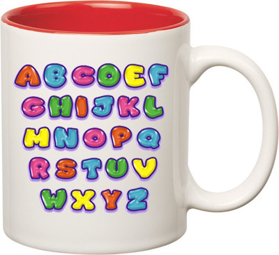 

Huppme A2Z Written Inner Red Ceramic Mug(350 ml), Red;white