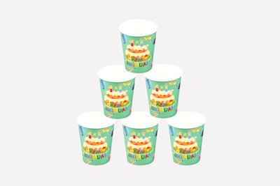 

Funcart Frolic Birthday Paper Mug(250 ml, Pack of 6), Multicolor