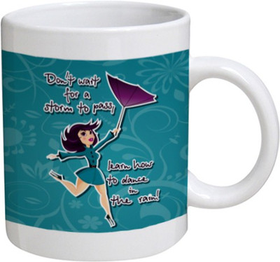 Disginer Cases The Rain - MyBestow White Plain Coffee Ceramic Ceramic Mug(320 ml), Multicolor