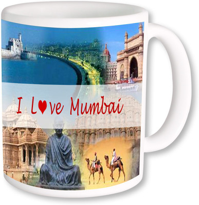 

PhotogiftsIndia I Love Mumbai With Collarge Ceramic Mug(325 ml)