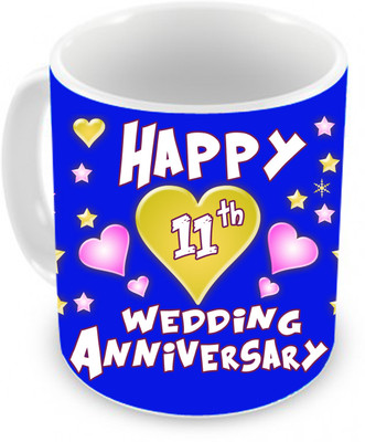 57% OFF on TIED RIBBONS Gift for 11st Happy Anniversary Ceramic Coffee Mug(350 ml)