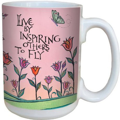 

Tree-Free Greetings Greetings lm43924 Live by Inspiring by Joanne Fink Ceramic with Full-Sized Handle, 15-Ounce Ceramic Mug(60 ml), Multicolor
