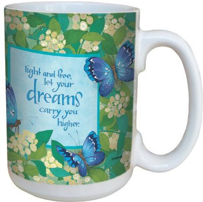 

Tree-Free Greetings Greetings lm43442 Uplifting Butterfly Dreams Saying by Robin Pickens Ceramic with Full-Sized Handle, 15-Ounce Ceramic Mug(60 ml), Multicolor