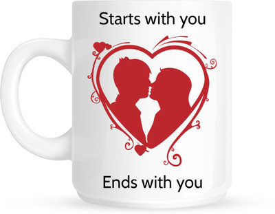 

HuppmeGift Start End White Ceramic Mug(350 ml)