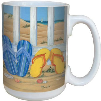 

Tree-Free Greetings Greetings lm43412 Fun Flip Flop Beach by Paul Brent Ceramic with Full-Sized Handle, 15-Ounce Ceramic Mug(60 ml), Multicolor