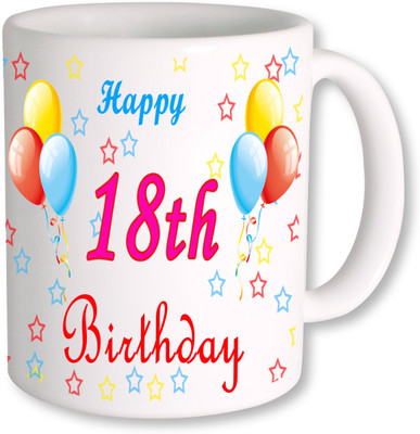 

PhotogiftsIndia 18th Happy Birthday Coffee Ceramic Mug(350 ml), Multicolor