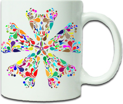 

Maison N Mode Colour Shape Pattern Coffee Ceramic Mug(330 ml), Multicolor