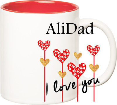 

Huppme I Love You Alidad Inner Red (350 ml) Ceramic Mug(350 ml), Red;white