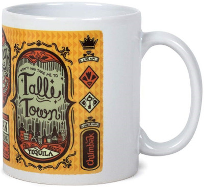 

Chumbak Daaru Label Ceramic Mug(300 ml), Multicolor