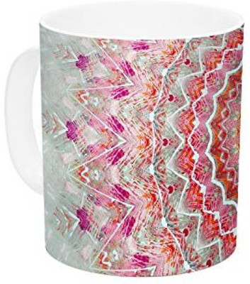 

Kess InHouse InHouse Iris Lehnhardt Summer Lace III Circle Pink Green Ceramic Coffee, 11 oz, Multicolor Ceramic Mug(60 ml)