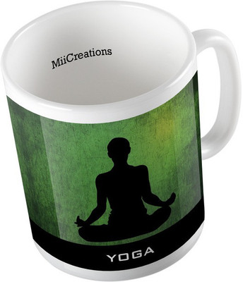 

MiiCreations Printed Yoga Ceramic Mug(325 ml), Multicolor