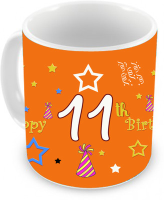 58% OFF on TIED RIBBONS Gift For 11th Happy Birthday Ceramic Coffee Mug(350 ml)
