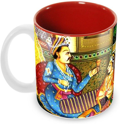 

Tuelip Beautiful Lookinghal Paintings Printed Inner Red For Tea And Coffee Ceramic Mug(350 ml), Multicolor