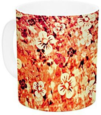 

Kess InHouse InHouse Ebi Emporium Flower Power in Orange Red Floral Ceramic Coffee, 11 oz, Multicolor Ceramic Mug(60 ml)