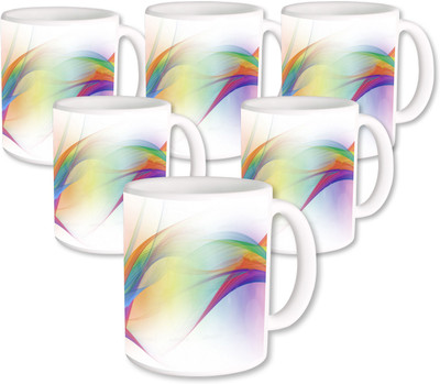 

Heyworlds Gifts for Gradient Design set of six 01 Ceramic Mug(325 ml, Pack of 6), Multicolor