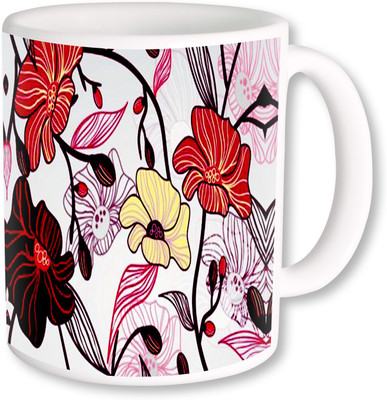 

Heyworlds gifts for flower design 21 Ceramic Mug(325 ml), Multicolor