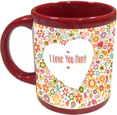 

Giftsmate I Love You Mom Ceramic Mug(325 ml), Red