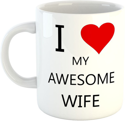 

Deeher Gifts I Love My Awesome Wife Ceramic Mug(330 ml), Multicolor