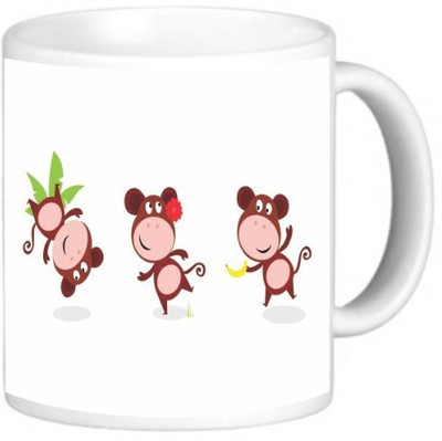 

Rikki Knight LLC Knight Photo Quality Ceramic Coffee, 11 oz, Monkeys Dancing Ceramic Mug(60 ml), Multicolor