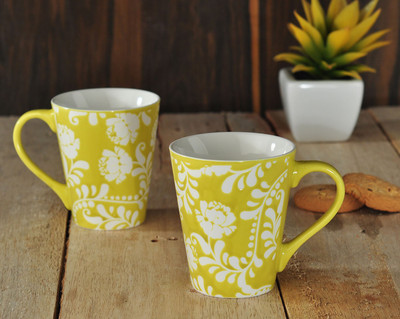 

Buono Casa NBE MM 18 Porcelain Mug(325 ml, Pack of 2), Green
