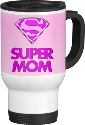 56% OFF on TIED RIBBONS Super Mom Pink White-Travel Ceramic Coffee Mug(600 ml)