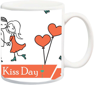 

ME&YOU Gift for Husband/Wife/Boyfriend/Girlfriend/lover;Happy Kiss day with couple Printed Ceramic Mug(325 ml), Multicolor