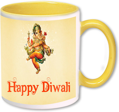 

Heyworlds happy diwali gifts 86 Ceramic Mug(325 ml), Multicolor