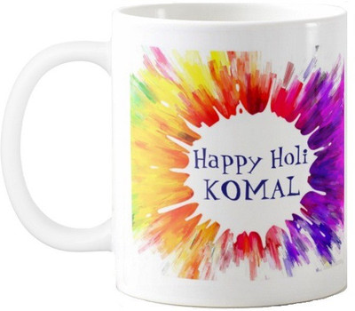 

Exoctic Silver Happy Holi Komal Series002 Ceramic Mug(330 ml), Multicolor