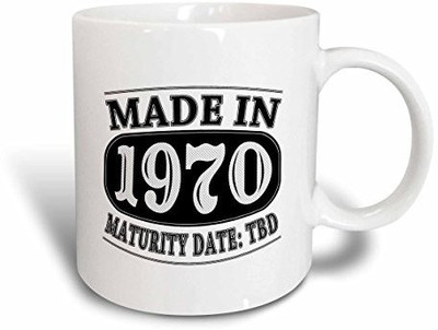 

3dRose Made in 1970 Maturity Date Tdb Ceramic, 15 oz, White Ceramic Mug(60 ml), Multicolor