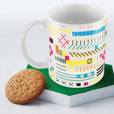 

Posterboy Geometric Ceramic Mug(350 ml), Multicolor