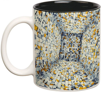

Prithish Illusions Design 12 Double Color Ceramic Mug(330 ml), Multicolor