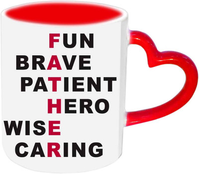 

Raj Laxmi Full Form Of FATHER Red Heart Handle Ceramic Mug(350 ml)
