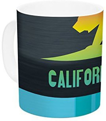 

Kess InHouse InHouse Fimbis California Teal Ceramic Coffee, 11 oz, Multicolor Ceramic Mug(60 ml)