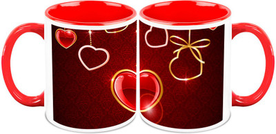 

Homesogood Glittering Love Pendant (Set Of 2) Ceramic Mug(325 ml, Pack of 2)