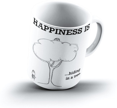 

Ucard Happiness Is1206 Bone China, Ceramic, Porcelain Mug(325 ml), Multicolor